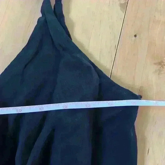 Black Jumpsuit Romper Flowy Open Slit Leg Boho Coastal Beach Resortwear Sz M - Picture 7 of 8